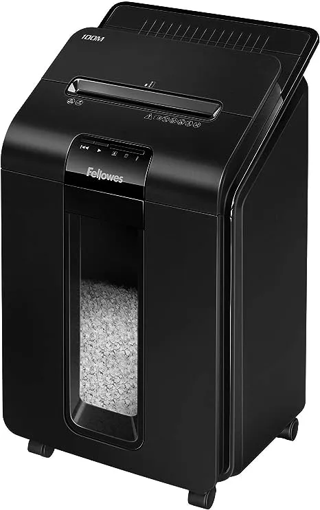 Fellowes AutoMax Micro-Cut 100M Commercial Office Auto Feed 2-in-Paper Shredder with 100-Sheet Capacity 