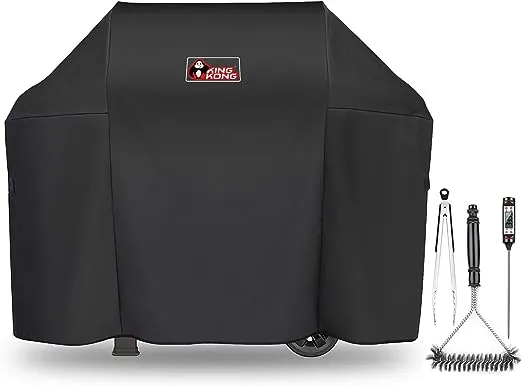 Kingkong 7139 Grill Cover for Weber Spirit II 300 and Spirit 200 Series (with Side Mounted Controls) Gas Grill Including Brush, Tongs and Thermometer