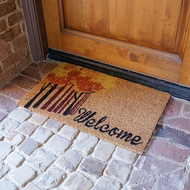 Rubber-Cal 1-1/2-ft x 2-1/2-ft Brown Rectangular Indoor or Outdoor Welcome Door Mat