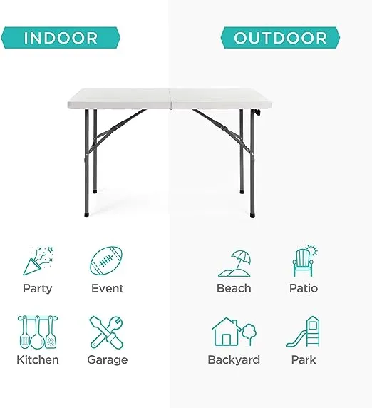 Best Choice Products Portable 4' Folding Utility Table, White