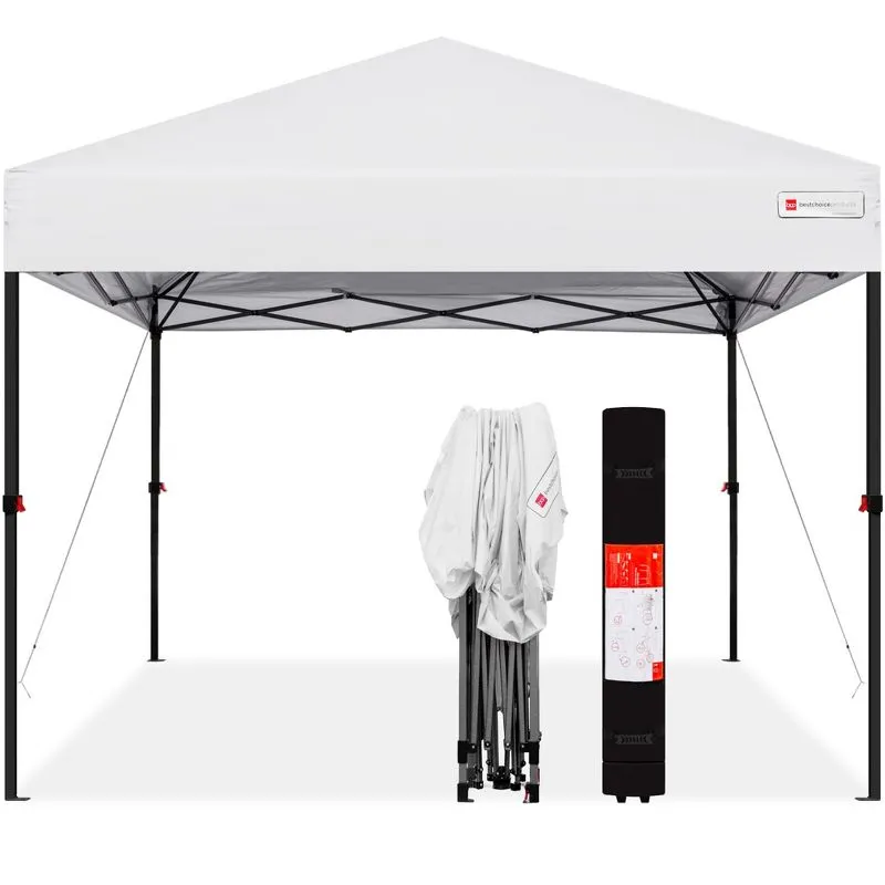 Best Choice Products 10x10ft Easy Setup Pop Up Canopy w/ 1-Button Setup, Wheeled Case, 4 Weight Bags - Burgundy