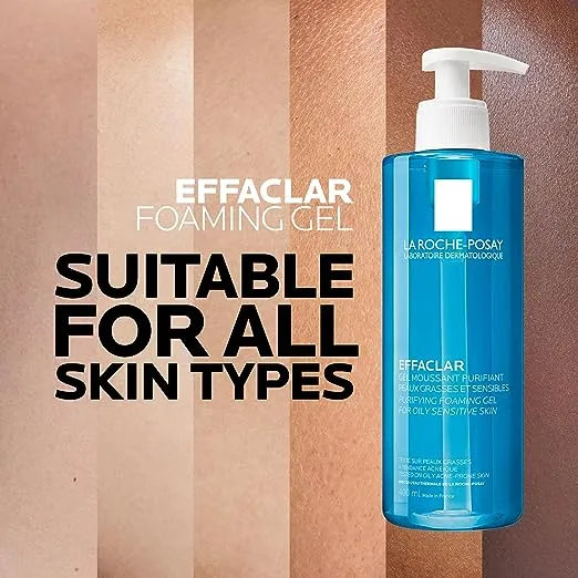 La Roche-Posay Effaclar Purifying Foaming Gel Cleanser for Oily Skin, Alcohol Free Acne Face Wash, Oil Absorbing Deep Pore Cleanser, Oil Free, Light Scent and Safe for Sensitive Skin