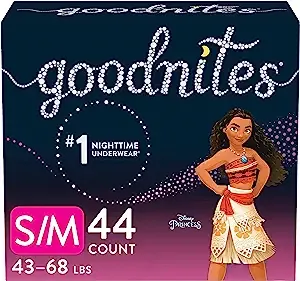 Goodnites Girls' Nighttime Bedwetting Underwear, S/M (43-68 lb.), 44 Ct