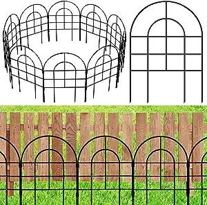 BHeadCat 12 Pack Garden Fence 16in(H) x11ft(L), Decorative No Dig Animal Barrier Border, Rustproof Metal Garden Fencing for Dog, Rabbit with Outdoor Yard Lawn Patio Landscape Flower Bed