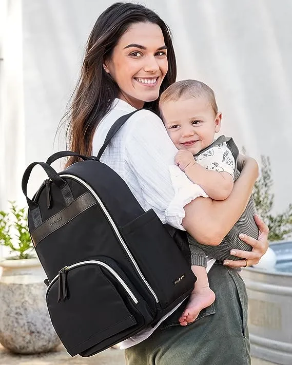 Skip Hop Diaper Bag Backpack: Enviluxe Multi-Function Baby Travel Bag with Changing Pad and Stroller Straps, Eco Friendly, Black