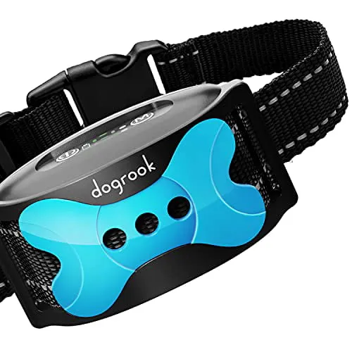 Dogrook Dog Bark Collar- Rechargeable Bark Collar- Humane, No Shock Barking Collar- with Vibration & Beep- Bark Collar for Small, Medium & Large Dogs-