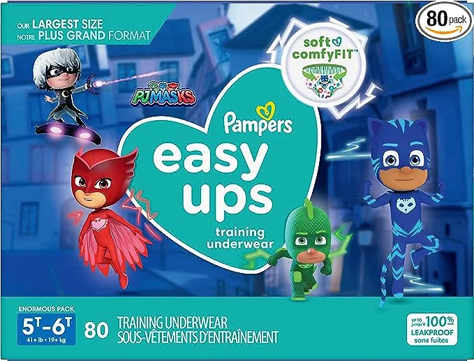 Pampers Easy Ups Training Underwear Boys Size 7 5t-6t 80 Count