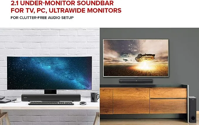 Creative Labs Creative Stage 2.1 High Performance Under-monitor Soundbar with Subwoofer for TV, Computers, and Ultrawide Monitors