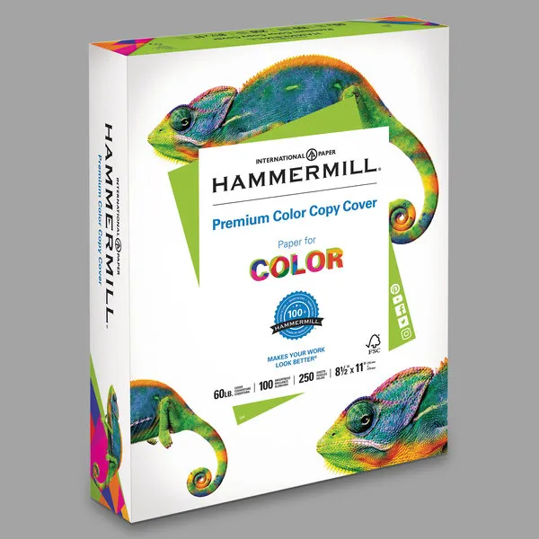 Hammermill Printer Paper, 60lb Premium Color Copy Cover, 8.5x11, White, 1 Ream, 250 Sheets