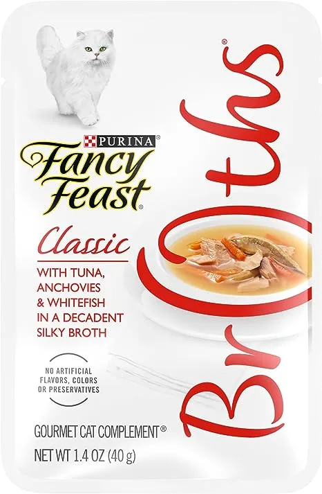 Fancy Feast Classic Broths with Tuna, Anchovies & Whitefish Supplemental Wet Cat Food Pouches