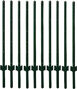 5FT 10pcs Steel Fence Post Fence U Post for Garden Wire Fence Garden Post