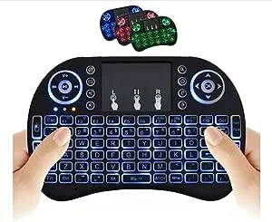 Wireless Mini Keyboard Remote Control Touchpad Mouse Combo Controller with RGB Backlit for Android TV Box Smart TV with OS+USB PC Computer Laptop Window OS HTPC Home Theater PC + USB 2.4GHz Dongle