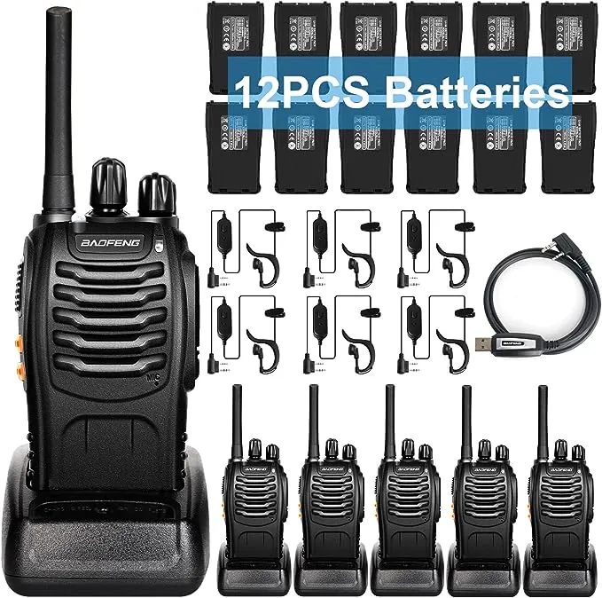 Baofeng BF-888S 2 Way Radio Walkie Talkies Long Range Rechargeable Two Way Radio with 12 1500mAh Li-ion Batteries (6 Pack)