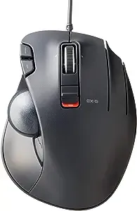 ELECOM EX-G Wired Trackball Mouse, Ergonomic, Thumb Control, Smooth Tracking Roller Ball, 6 Programmable Buttons, Tilt Scroll Computer Mice for PC Mac