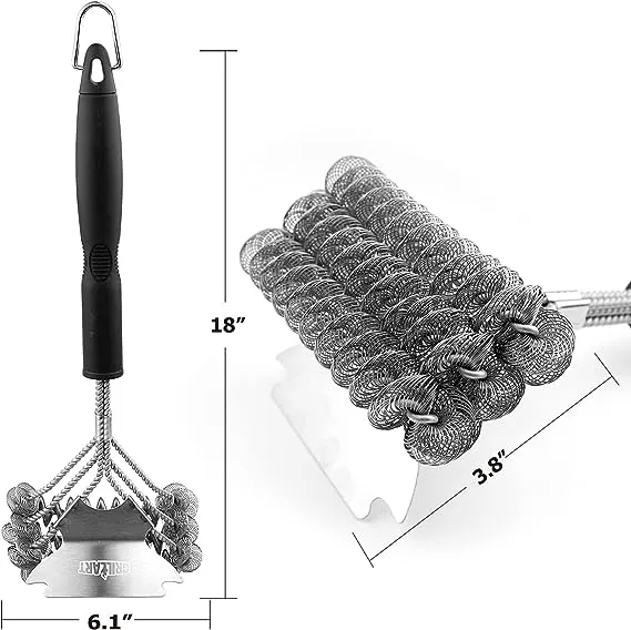 GRILLART Grill Brush Bristle Free - Safe BBQ Cleaning Grill Brush and Scraper - 18" Best Stainless Steel Grilling Accessories