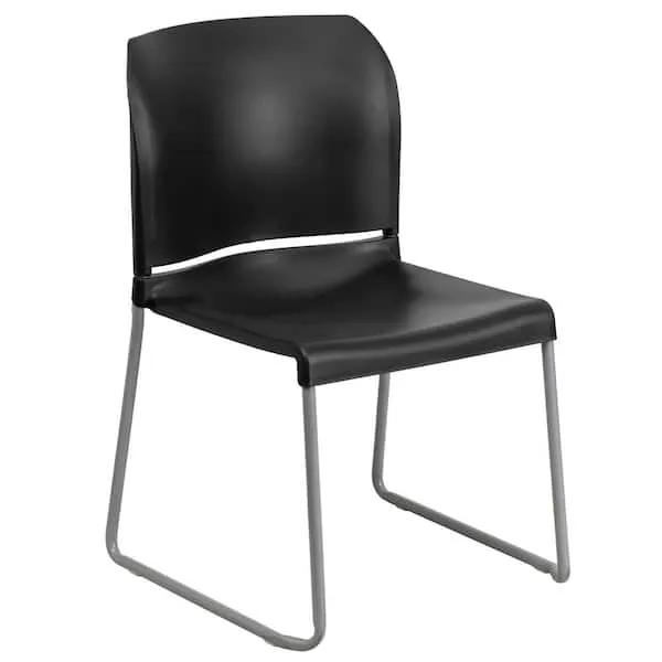 Flash Furniture Hercules Series 880 lb. Capacity Full Back Contoured Stack Chair with Gray Powder Coated Sled Base