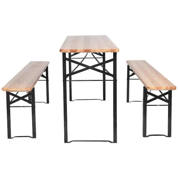 Black Wood Picnic Table with Extension