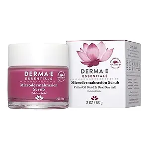 DERMA E Microdermabrasion Scrub with Dead Sea Salt & Citrus Essential Oils – Facial Exfoliating Scrub Smooths, Revitalizes and Renews – Ideal for Scars and Wrinkles, 2oz