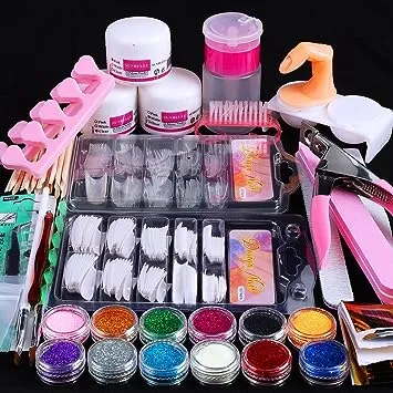 Professional Acrylic Nail Kit, Manicure Set Nail Art Set Acrylic Powder Brush Glitter Clipper File French Tips Nail Art Decoration Tools