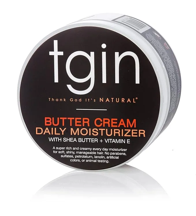 tgin Butter Cream Daily Moisturizer For Natural Hair - Dry Hair - Curly Hair - Hair Styling Product - Curl Cream - Paraben Free - Hair Cream - Type 3c and 4c hair - Styler - 12 Oz