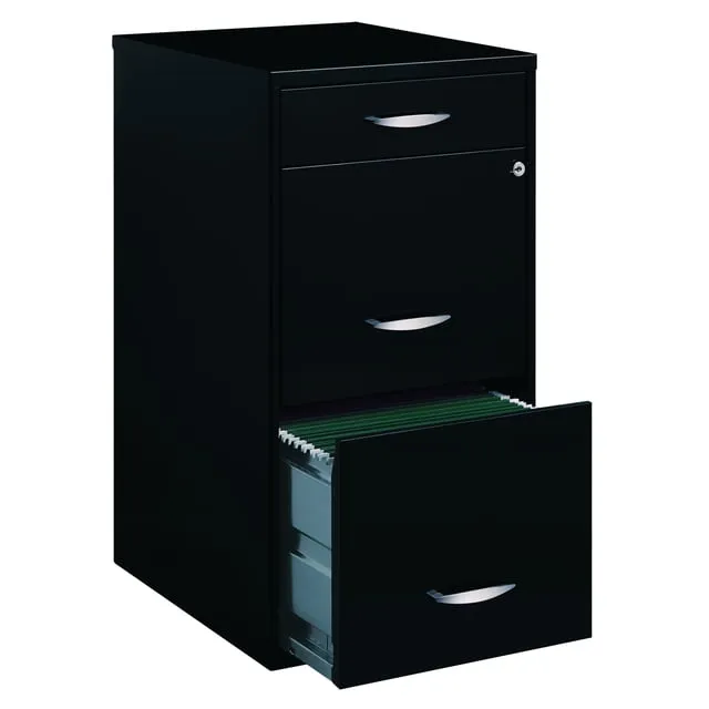 Staples 3-Drawer Vertical File Cabinet, Locking, Letter, Charcoal, 18&#034;D 18606