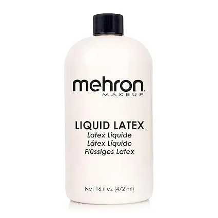 Mehron Makeup Liquid Latex | SFX Makeup | Halloween Latex Makeup | Latex Glue for Skin | Prosthetic Glue 16 fl oz (473 ml)) (Clear) 