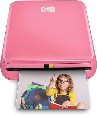 KODAK Step Instant Color Photo Printer with Bluetooth/NFC, Zink Technology & KODAK App for iOS & Android (Pink) Prints 2x3” Sticky-Back Photos.