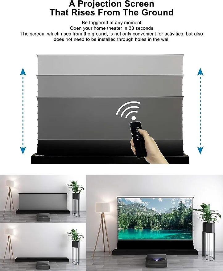 Vivid Storm Since 2004-Projection Screen S PRO Portable Folding Stand Indoor Tension ALR Floor Screen, Home Cinema Movie,Compatible with 4K/3D/HD Ultra Short Throw Laser Projector,VSDSTUST100H