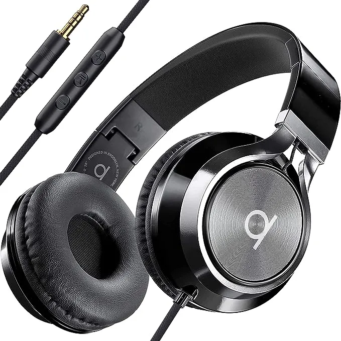 Artix CL750 On-Ear Headphones Wired with Mic — Noise Isolating Plug in Headphones, Computer Headphones with Microphone, Headphones for Laptop,