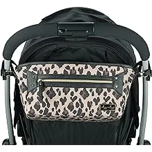 Itzy Ritzy Adjustable Stroller Caddy – Stroller Organizer Featuring Two Built-in Pockets, Front Zippered Pocket and Adjustable Straps to Fit Nearly Any Stroller, Leopard (CAD8387)