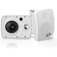 Pyle Outdoor Waterproof Wireless Bluetooth Speaker-6.5 in 800 Watt Pair 2-way Weatherproof Wall/Ceiling Mounted Dual Speakers w/Heavy Duty Grill,Universal Mount,Patio,Indoor Use-Pyle PDWR64BTW,White