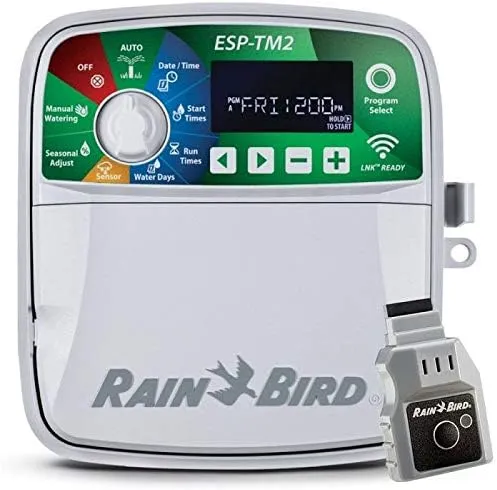 Rain-Bird ESP-TM2 Indoor Outdoor Irrigation WiFi Zone Controller Timer Box and Link Lnk WiFi Mobile Wireless Smartphone Upgrade Module Sprinkler System (6 Zone)