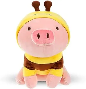 MINISO 12&#039;&#039; Sitting Piglet Stuffed Animals Plush Kawaii Body Pillow Bee Hoodie