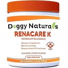 RenaCare K is for Renal K (Potassium Gluconate) Potassium Supplement Powder for Dogs and Cats, (4 oz) with Chicken Liver Flavor - 215 Level Scoop (Made is U.S.A)