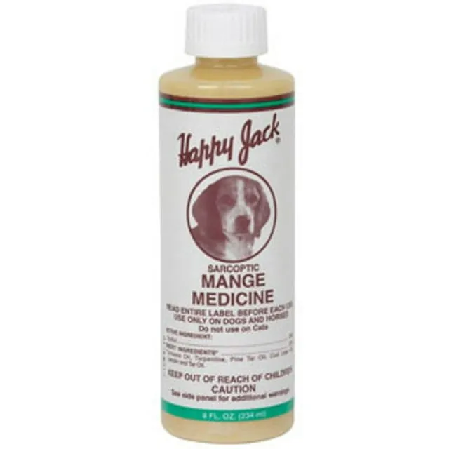 Happy Jack® Mange Medicine & Mange Treatment for Dogs & Horses - Brings Soothing Itch Relief to Hot Spots, Severe Mange, Fungi, Allergies, Eczema & Most Dog Skin Irritation (8 oz)