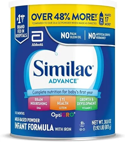 Similac® Advance®* Powder Baby Formula with Iron, DHA, Lutein, 30.8-oz Value Can