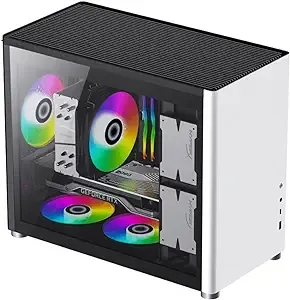 GAMEMAX Micro-ATX Tower Computer Case with Removable Dust-Proof Filter, Dual Tempered Glass Side Panels, PC Gaming Chassis (Spark-White)