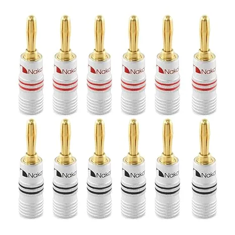 Nakamichi Excel Series 24K Gold Plated Banana Plug 12 AWG - 18 AWG Gauge Size 4mm ...