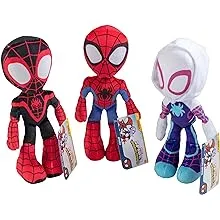 Marvel Spidey & His Amazing Friends 8" Plush Set - Spiderman, Miles Morales & Ghost 3 Pack - Officially Licensed - Stuffed Animal Toy Figure Gift