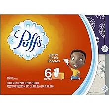 Puffs Facial Tissue, Non Lotion, White, 2-Ply - 6 boxes [1080 tissues]