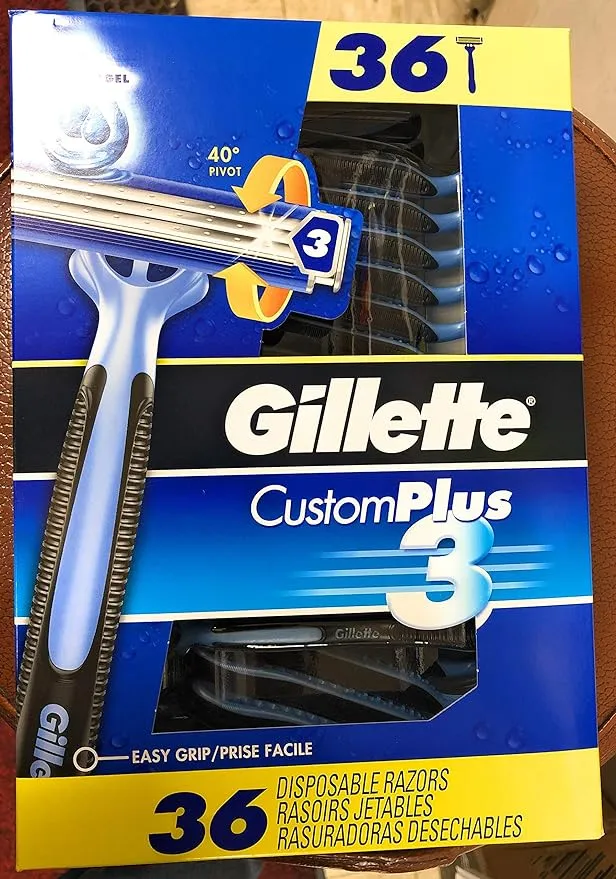 Gillette Custom Plus3 Disposable Razors, 36-Count