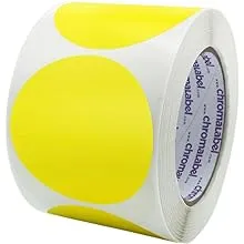 ChromaLabel 3 Inch Round Label Permanent Color Code Dot 3&#034; Diameter, Yellow 