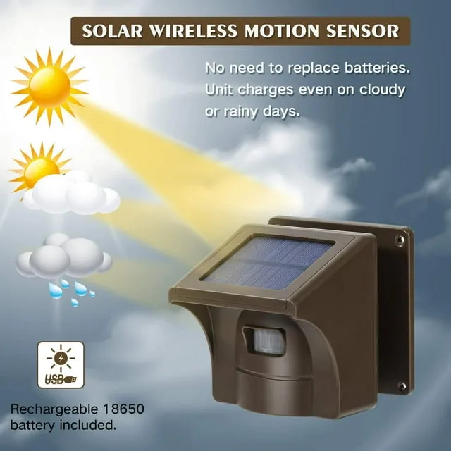 Long Range Solar Wireless Driveway Alarm, Outdoor Motion Sensor &amp; Security Syste