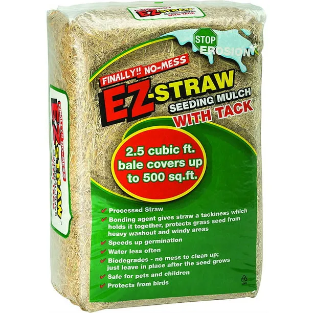 EZ-Straw Seeding Mulch with Tackifier - Biodegradable Processed Straw A 2.5 Cu ft Bale