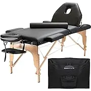 Saloniture Professional Portable Massage Table with Backrest - Black