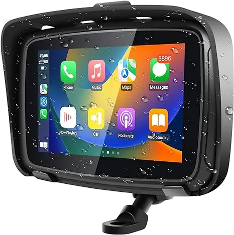 LBW Professional Wireless Apple Carplay/Wireless Android Auto Touchscreen for Motorcycle, 5 Inch Portable Motorcycle GPS Navigation System Via Car Play/Android Auto, IPX7 Waterproof, 5G Dual Bluetooth