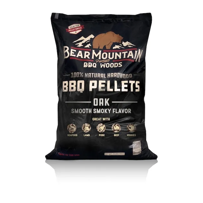 BEAR MOUNTAIN Premium BBQ WOODS Premium All Natural Earthy and Bold Oak Smoker Wood Chip Pellets for Outdoor Gas, Charcoal, and Electric Grills, 40 Pound Bag