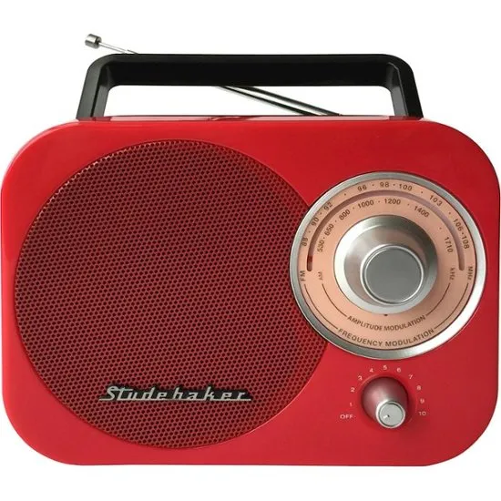 Studebaker Sb2000rb Portable AM-FM Radio (Red)