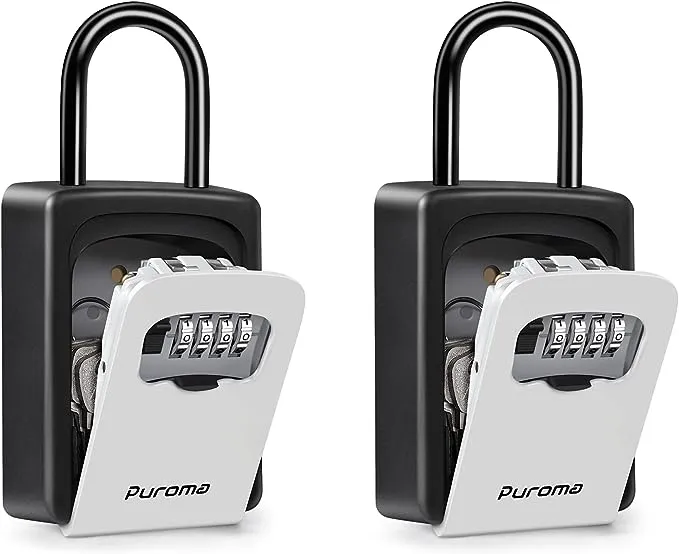 466- Puroma Lock Box, Large Key Lock Box Resettable Combination Lockbox