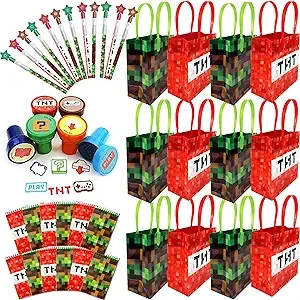 TINYMILLS 60 Pcs Pixel Miner  Birthday Party Favor Set